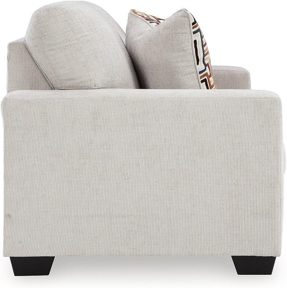 imageSignature Design by Ashley Aviemore Coastal Sofa Sleeper with Folding Memory Foam Mattress and 2 Accent Pillows Queen BeigeBeige