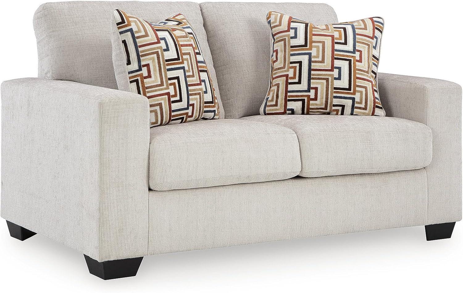 imageSignature Design by Ashley Aviemore Coastal Sofa Sleeper with Folding Memory Foam Mattress and 2 Accent Pillows Queen BeigeBeige