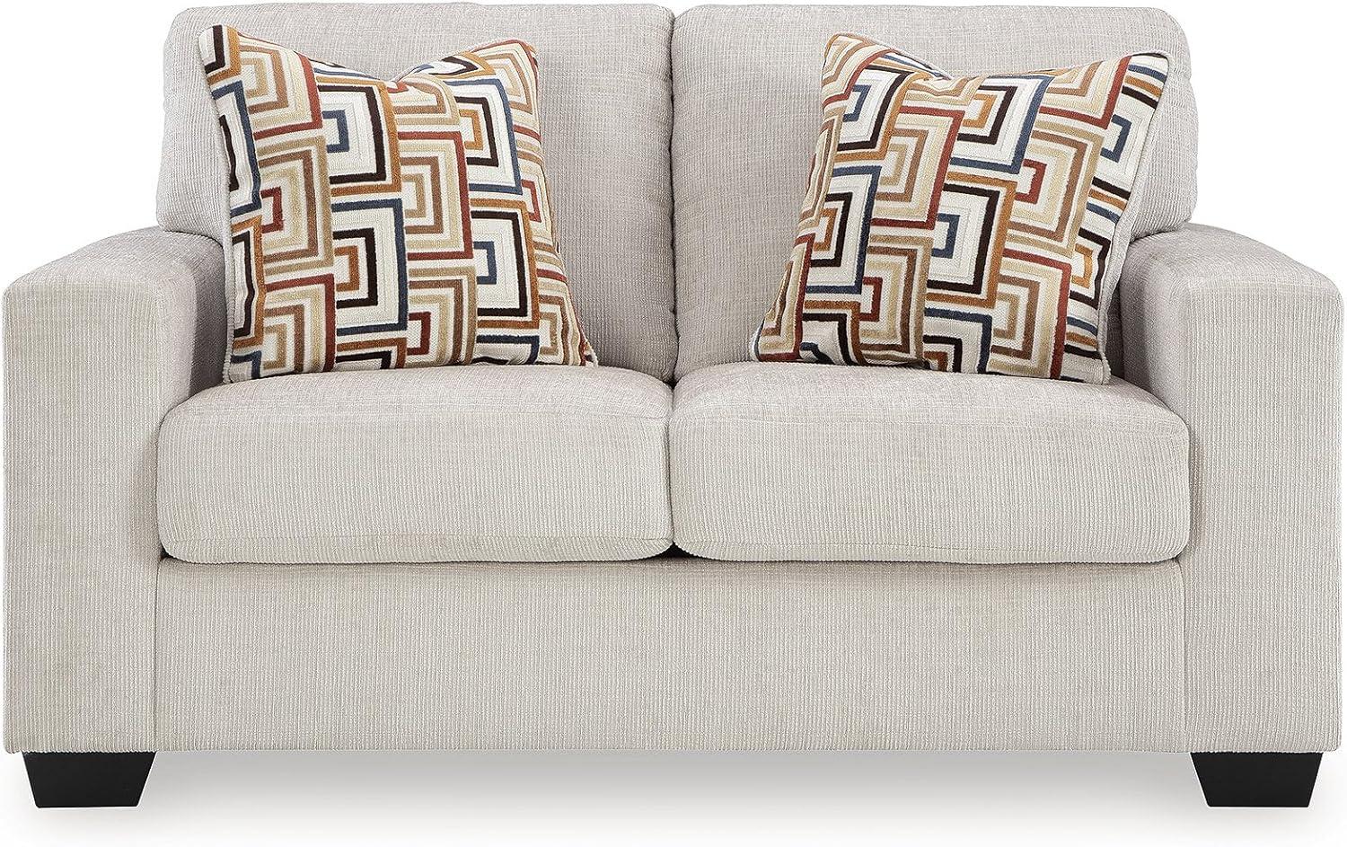 imageSignature Design by Ashley Aviemore Coastal Sofa Sleeper with Folding Memory Foam Mattress and 2 Accent Pillows Queen BeigeBeige