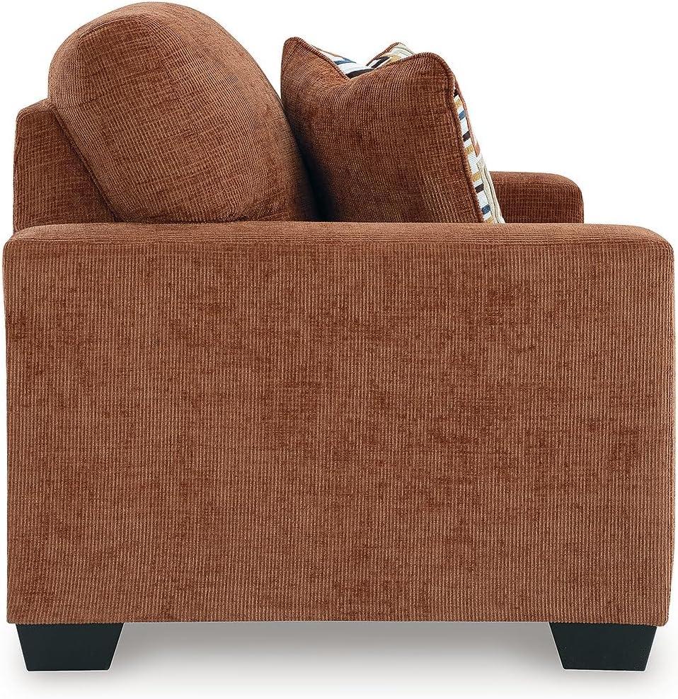 imageSignature Design by Ashley Aviemore Coastal Sofa Sleeper with Folding Memory Foam Mattress and 2 Accent Pillows Queen BeigeOrange