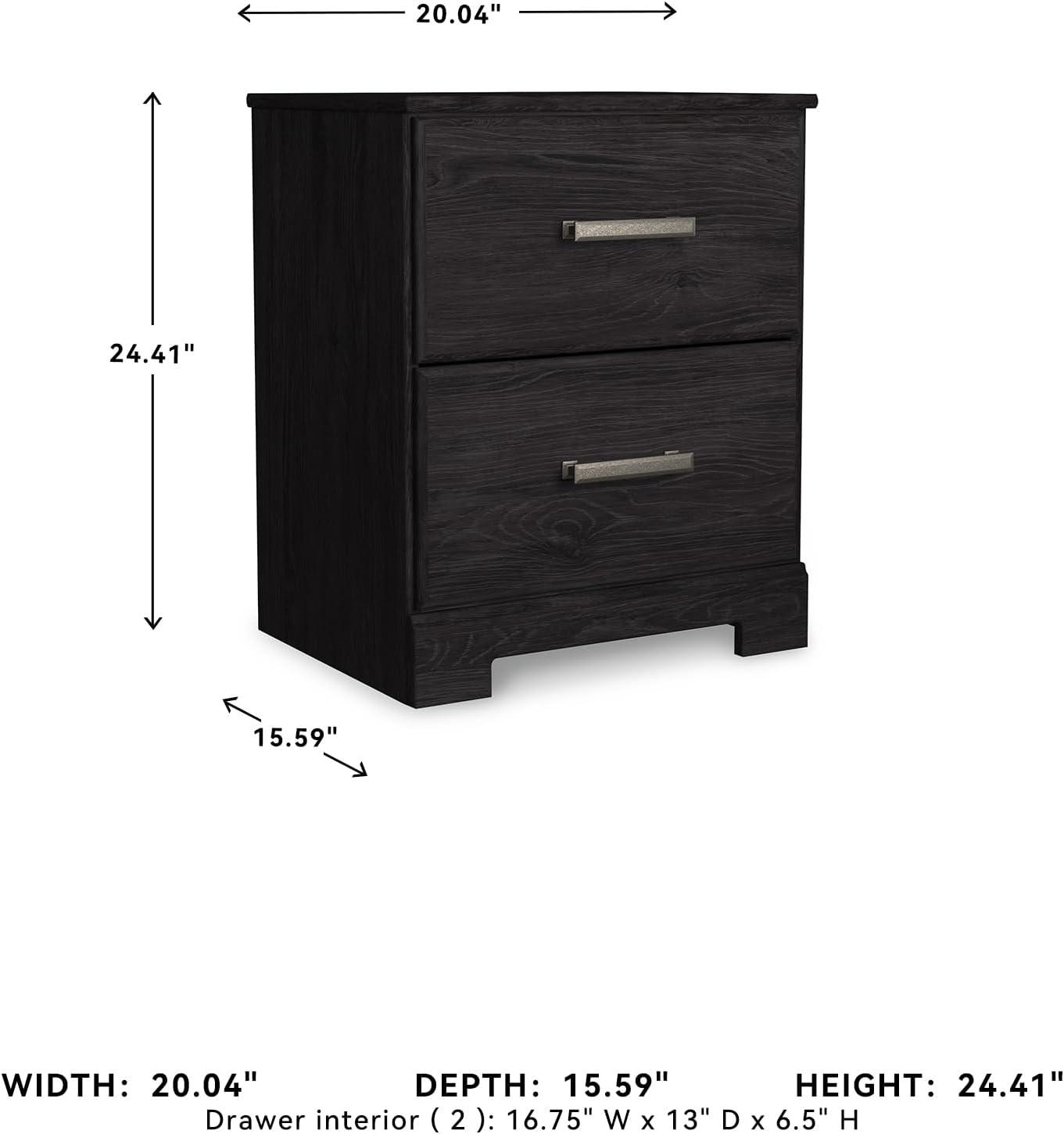 imageSignature Design by Ashley Belachime Contemporary 2 Drawer Nightstand 2441quot Tall BlackBlack