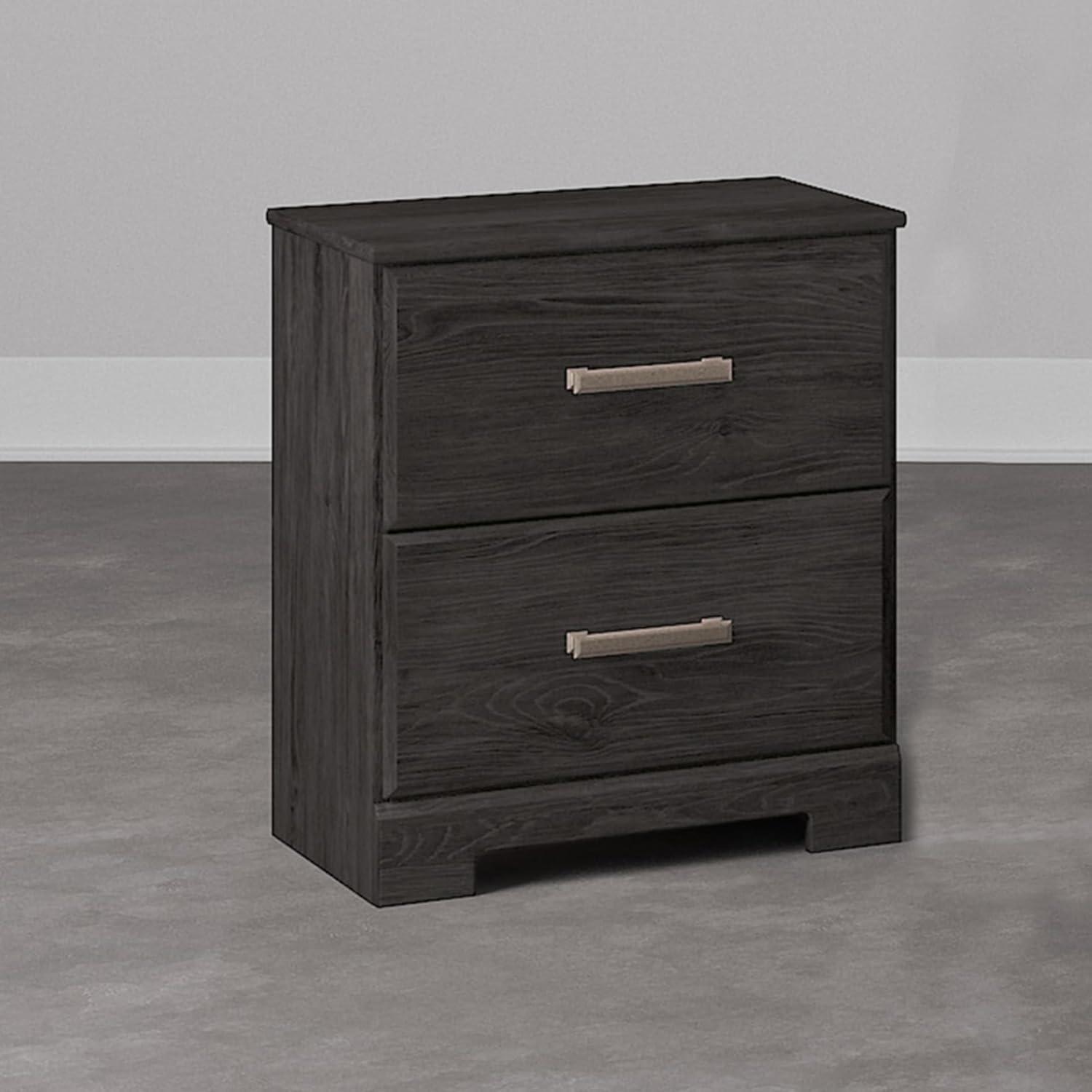 imageSignature Design by Ashley Belachime Contemporary 2 Drawer Nightstand 2441quot Tall BlackBlack