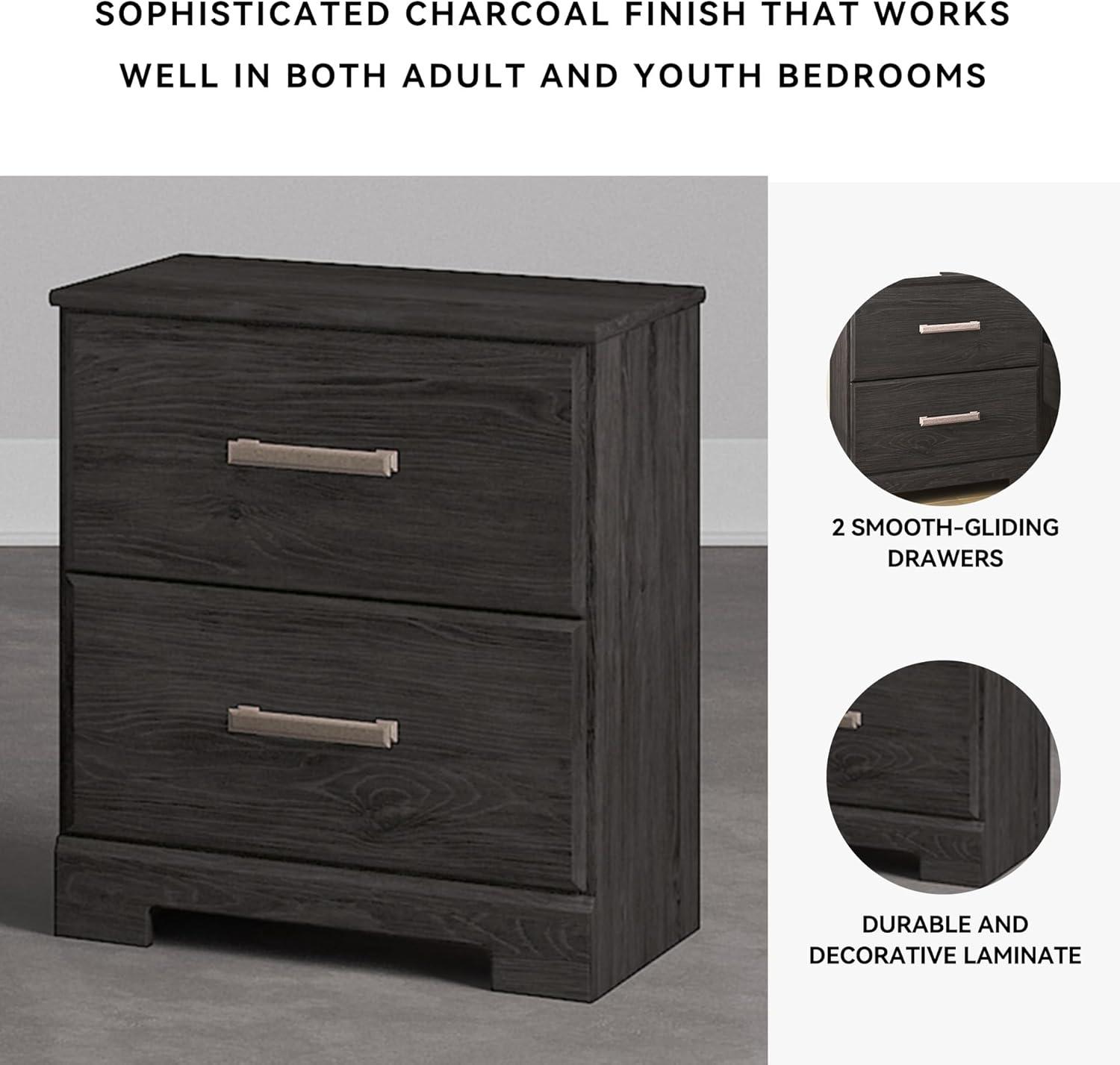 imageSignature Design by Ashley Belachime Contemporary 2 Drawer Nightstand 2441quot Tall BlackBlack