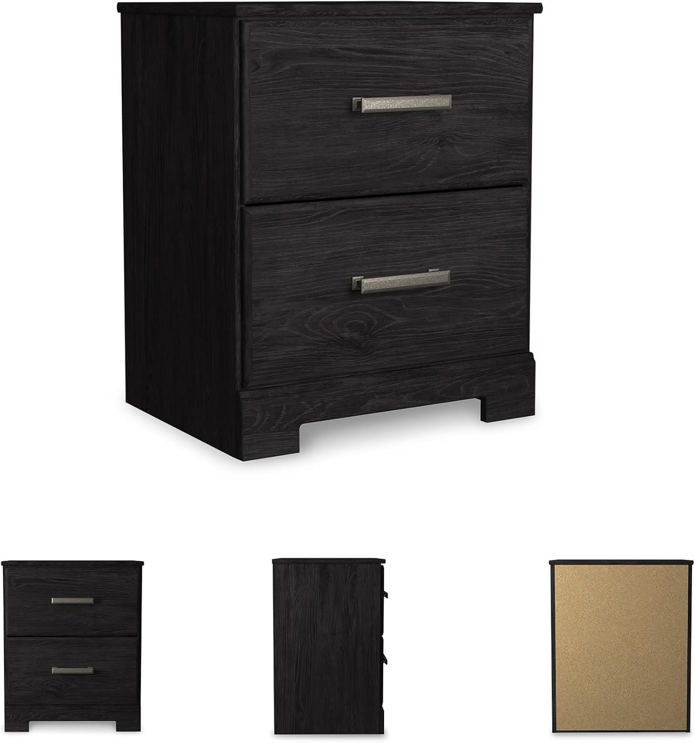 imageSignature Design by Ashley Belachime Contemporary 2 Drawer Nightstand 2441quot Tall BlackBlack