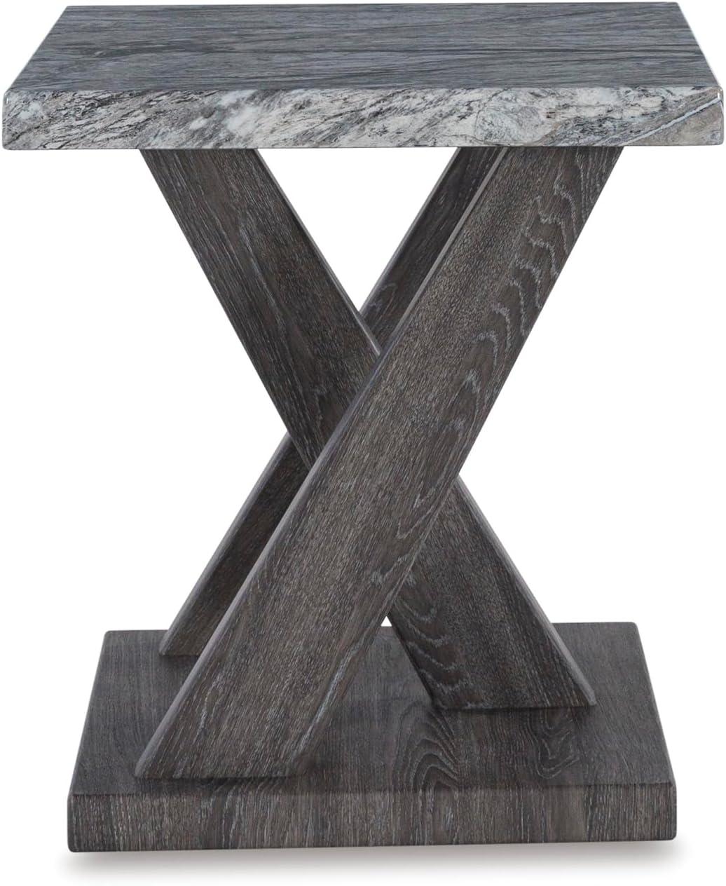 imageSignature Design by Ashley Bensonale Contemporary Occasional Table Set with Faux Marble Top and Casters Set of 3 Gray ampamp Dark Brown