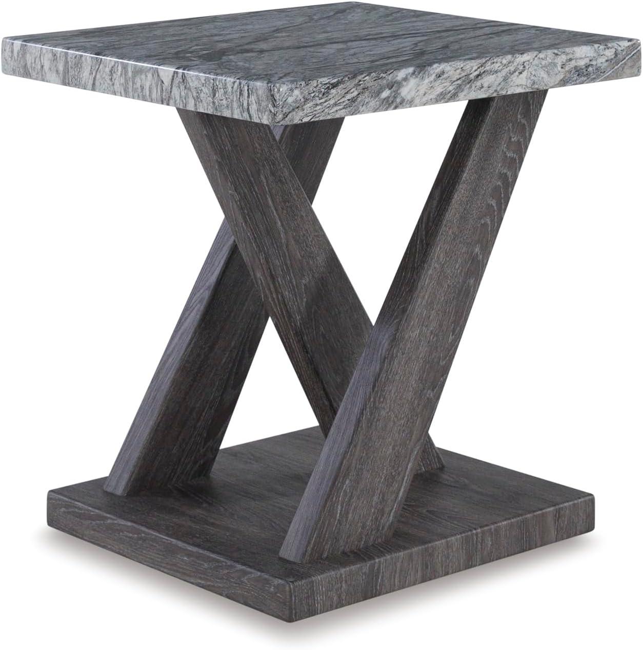 imageSignature Design by Ashley Bensonale Contemporary Occasional Table Set with Faux Marble Top and Casters Set of 3 Gray ampamp Dark Brown