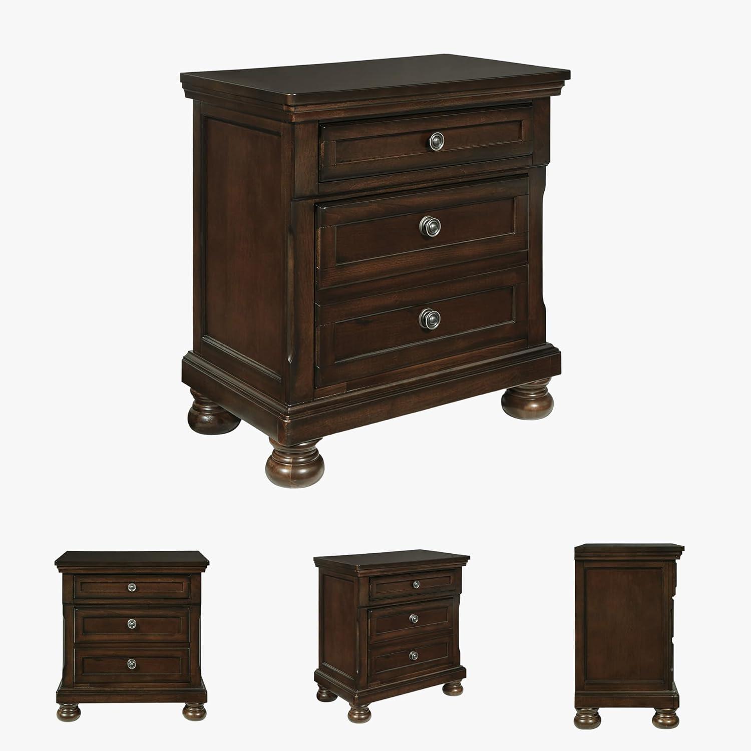 imageSignature Design by Ashley Blairhurst 3 Drawer Nightstand with USB Charging 2875quot Tall Light Grayish BrownBlack