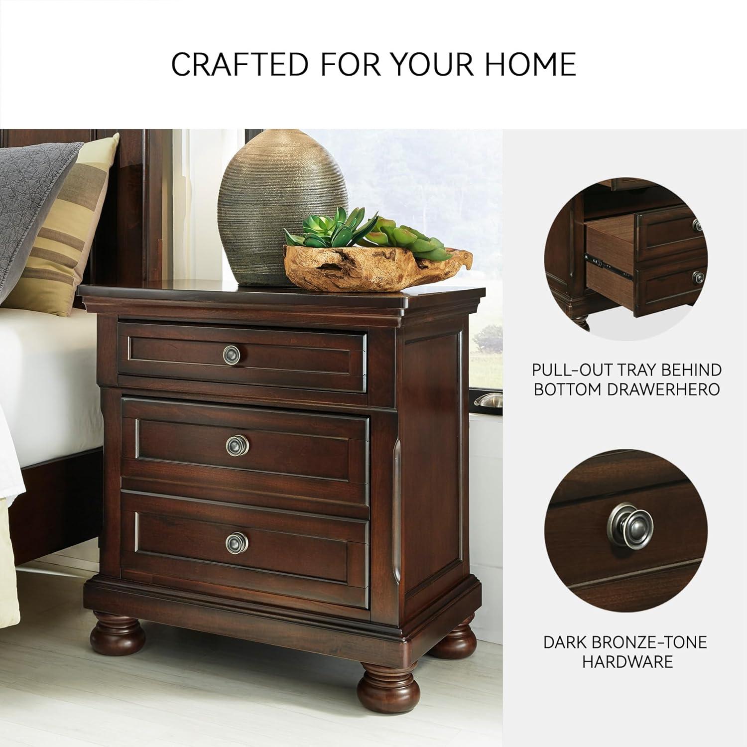 imageSignature Design by Ashley Blairhurst 3 Drawer Nightstand with USB Charging 2875quot Tall Light Grayish BrownBlack