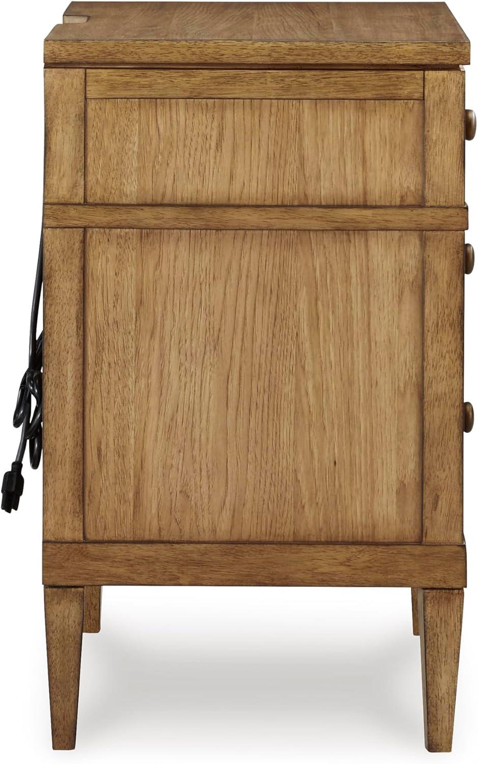 imageSignature Design by Ashley Blairhurst 3 Drawer Nightstand with USB Charging 2875quot Tall Light Grayish BrownBrown