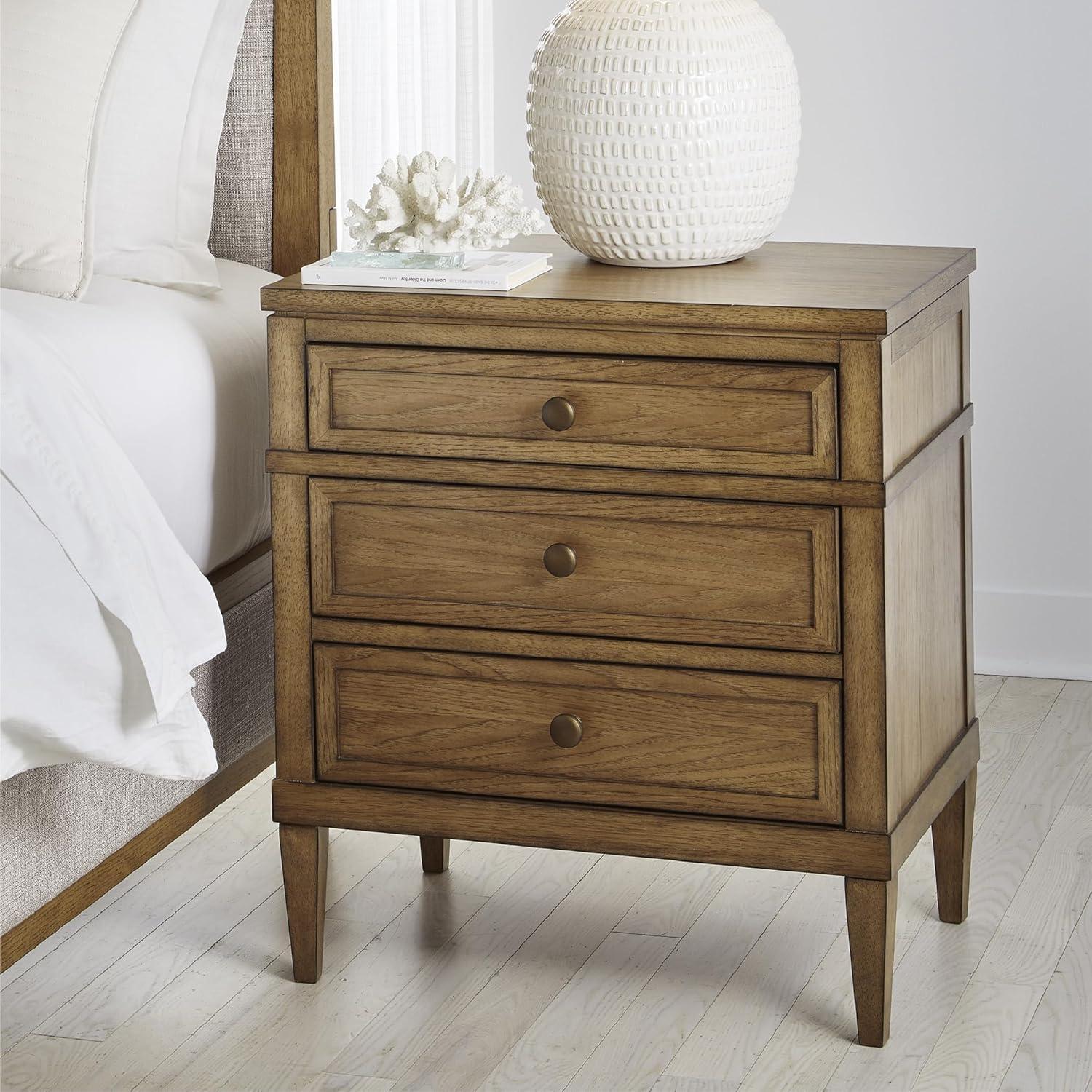 imageSignature Design by Ashley Blairhurst 3 Drawer Nightstand with USB Charging 2875quot Tall Light Grayish BrownBrown