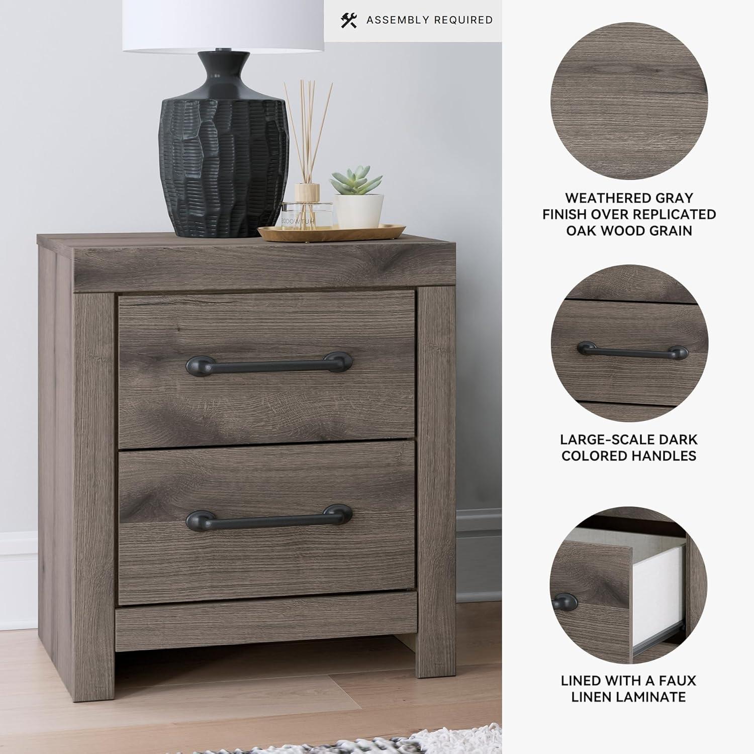 imageSignature Design by Ashley Blairhurst 3 Drawer Nightstand with USB Charging 2875quot Tall Light Grayish BrownBrown Gray