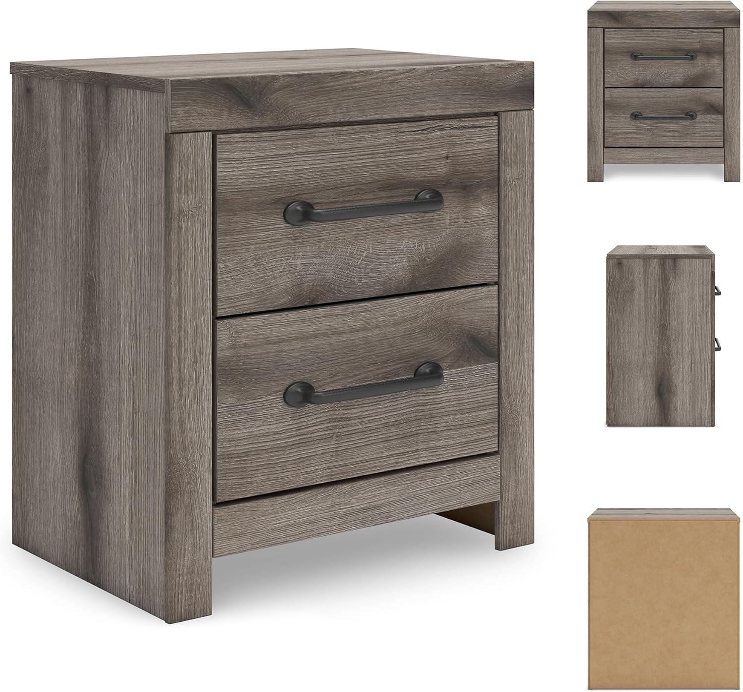 imageSignature Design by Ashley Blairhurst 3 Drawer Nightstand with USB Charging 2875quot Tall Light Grayish BrownBrownGray
