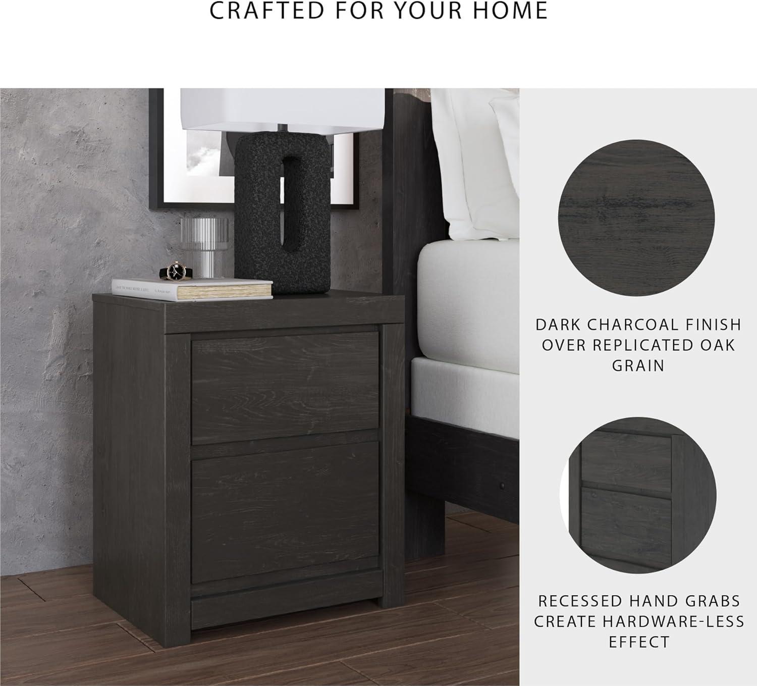 imageSignature Design by Ashley Blairhurst 3 Drawer Nightstand with USB Charging 2875quot Tall Light Grayish BrownCharcoal