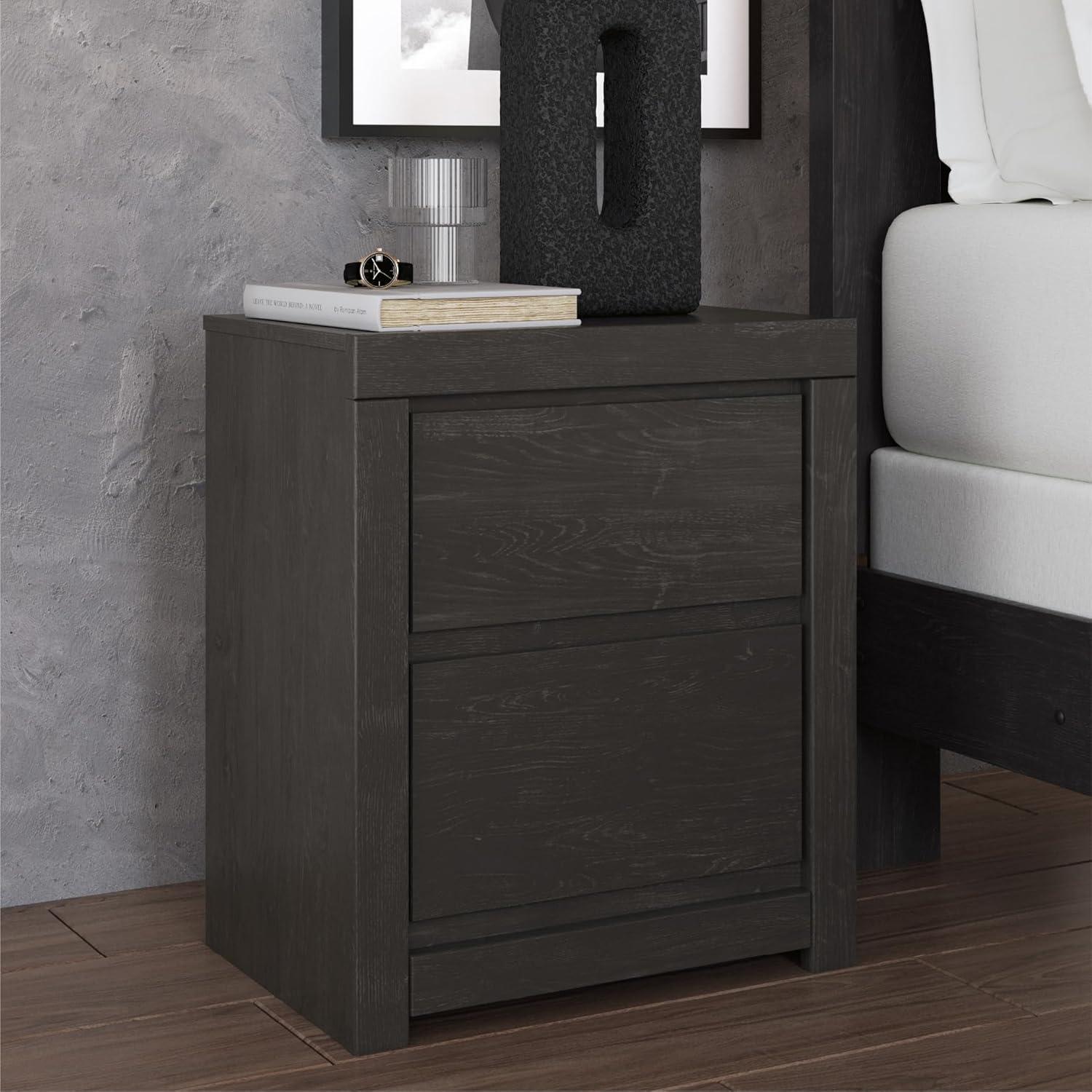 imageSignature Design by Ashley Blairhurst 3 Drawer Nightstand with USB Charging 2875quot Tall Light Grayish BrownCharcoal