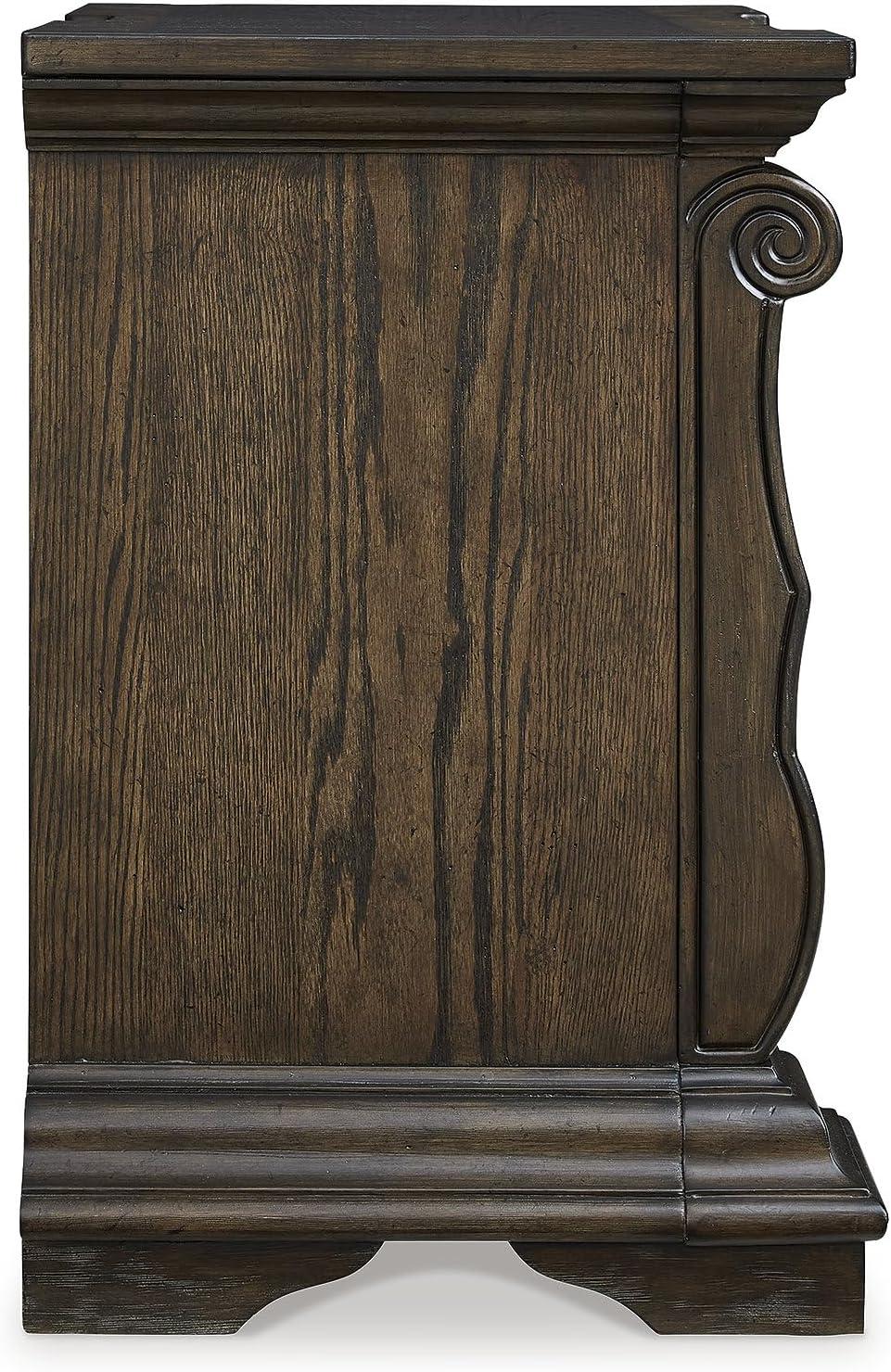 imageSignature Design by Ashley Blairhurst 3 Drawer Nightstand with USB Charging 2875quot Tall Light Grayish BrownDark Brown