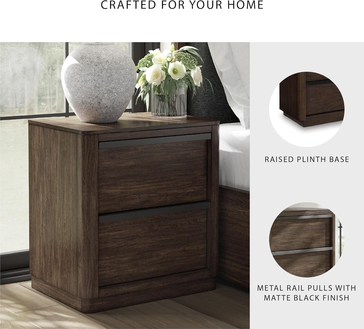 imageSignature Design by Ashley Blairhurst 3 Drawer Nightstand with USB Charging 2875quot Tall Light Grayish BrownDark Brown