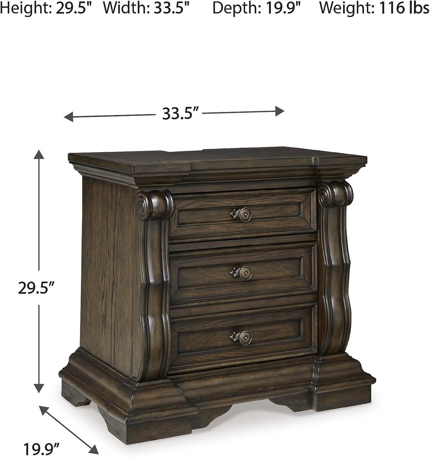 imageSignature Design by Ashley Blairhurst 3 Drawer Nightstand with USB Charging 2875quot Tall Light Grayish BrownDark Brown