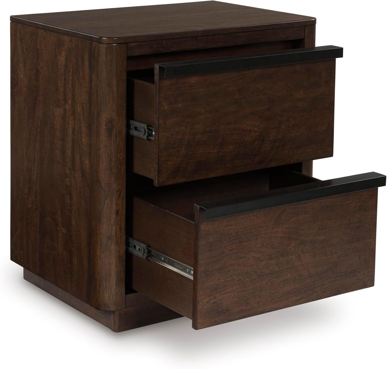 imageSignature Design by Ashley Blairhurst 3 Drawer Nightstand with USB Charging 2875quot Tall Light Grayish BrownDark Brown