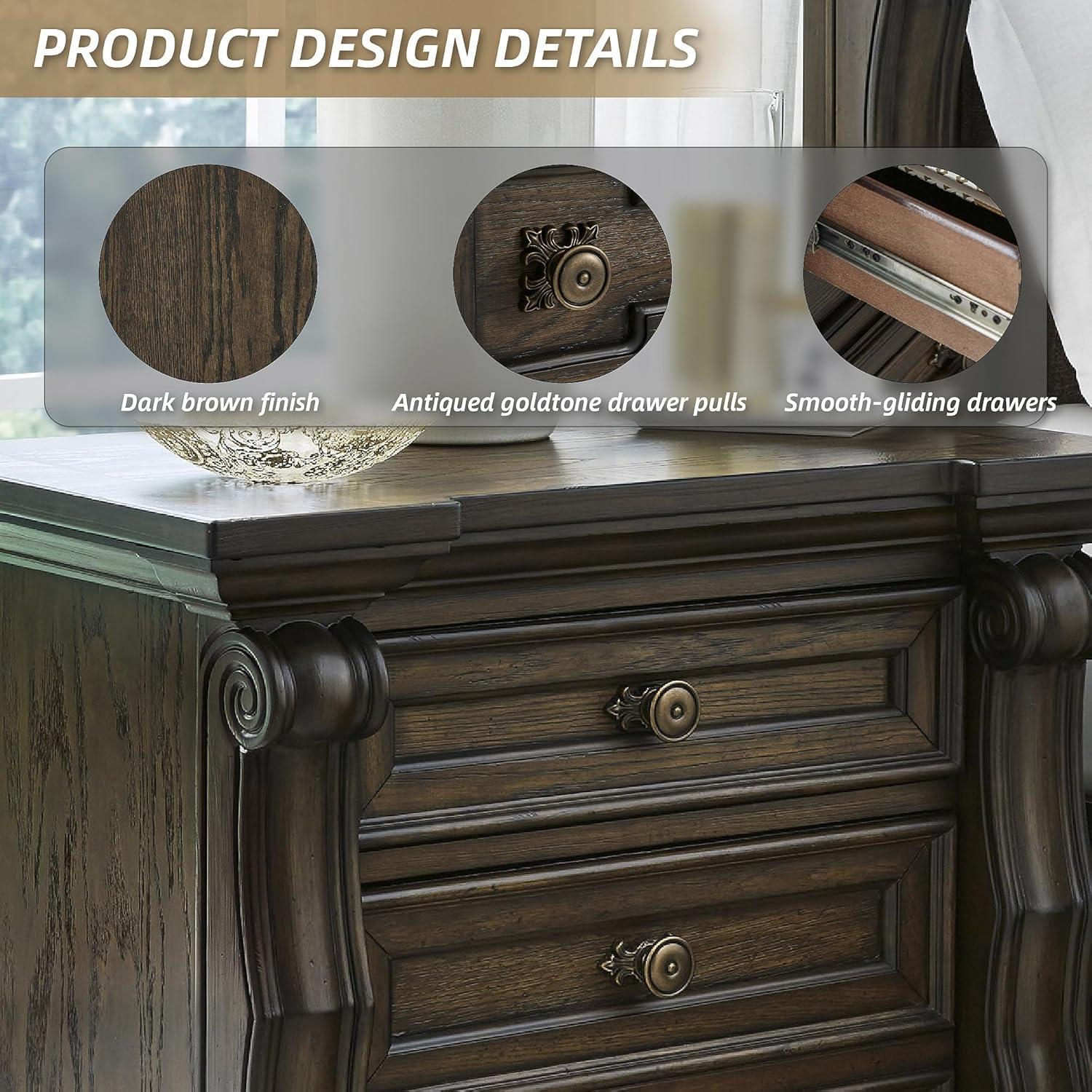 imageSignature Design by Ashley Blairhurst 3 Drawer Nightstand with USB Charging 2875quot Tall Light Grayish BrownDark Brown