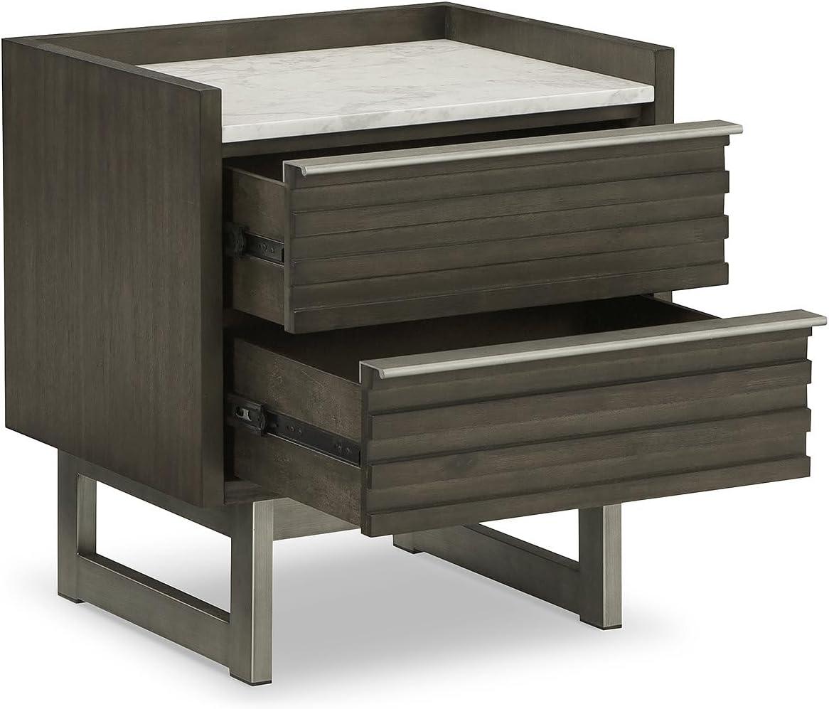 imageSignature Design by Ashley Blairhurst 3 Drawer Nightstand with USB Charging 2875quot Tall Light Grayish BrownGrayish BrownWhite