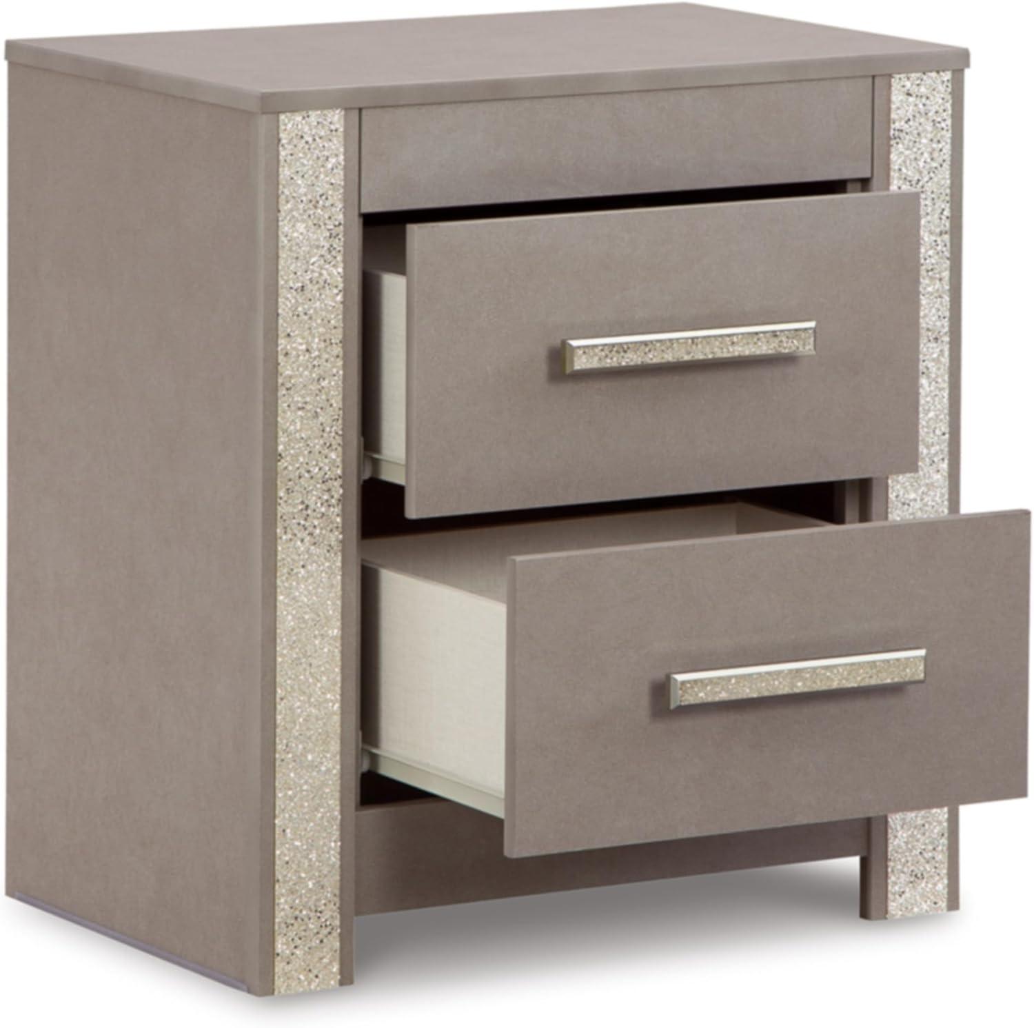 imageSignature Design by Ashley Blairhurst 3 Drawer Nightstand with USB Charging 2875quot Tall Light Grayish BrownGrey
