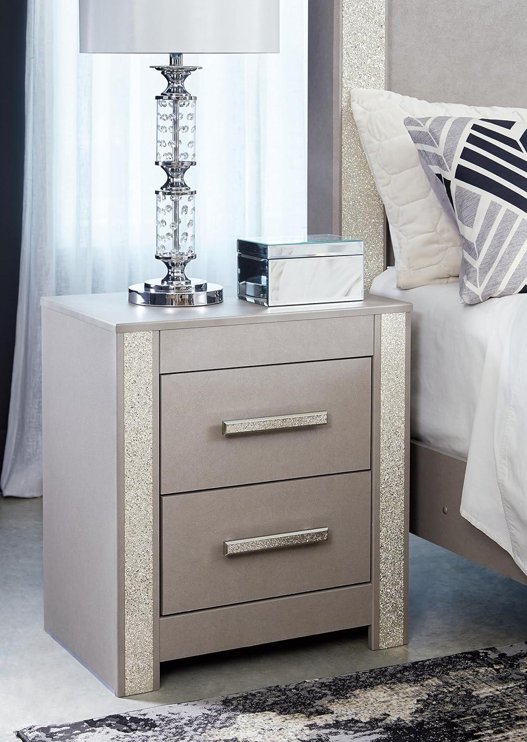 imageSignature Design by Ashley Blairhurst 3 Drawer Nightstand with USB Charging 2875quot Tall Light Grayish BrownGrey