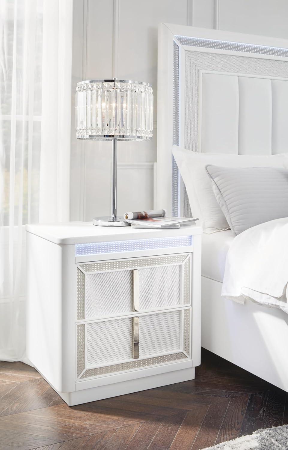 imageSignature Design by Ashley Blairhurst 3 Drawer Nightstand with USB Charging 2875quot Tall Light Grayish BrownWhiteSilver