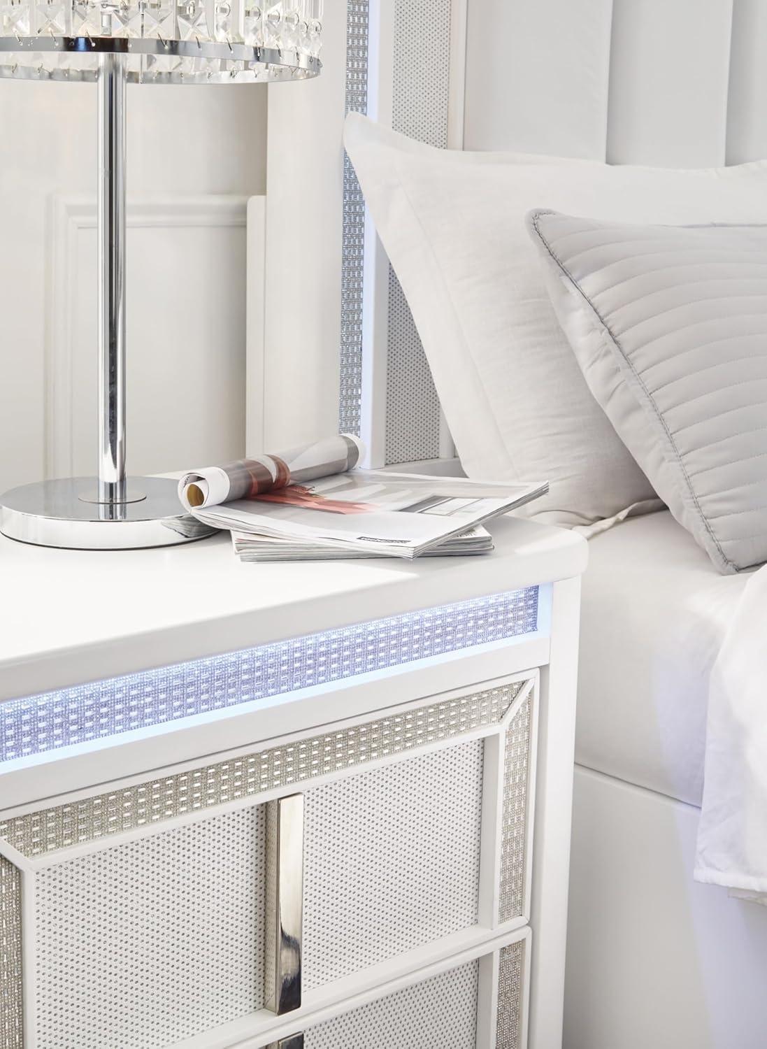 imageSignature Design by Ashley Blairhurst 3 Drawer Nightstand with USB Charging 2875quot Tall Light Grayish BrownWhiteSilver