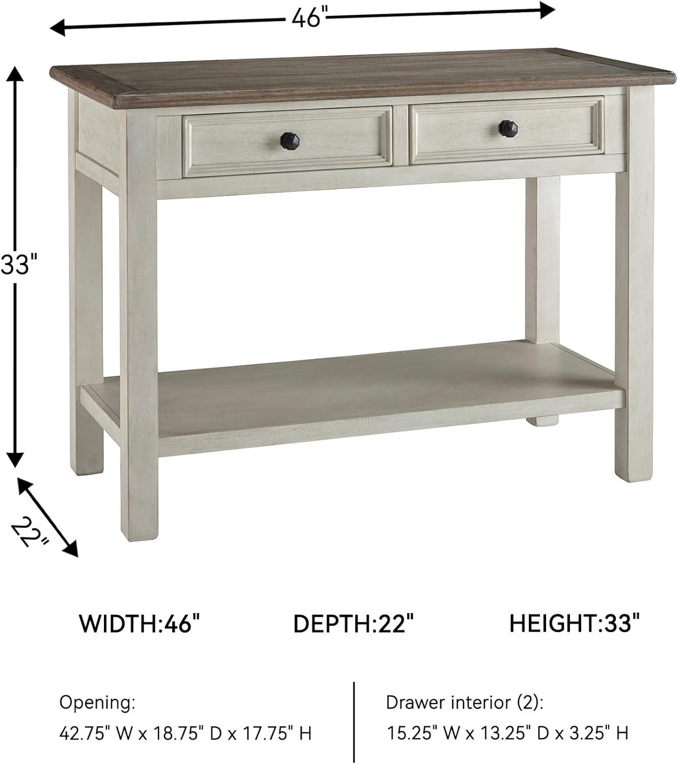 imageSignature Design by Ashley Bolanburg Farmhouse Rectangular Two Tone Sofa Table Antique CreamWhitewash