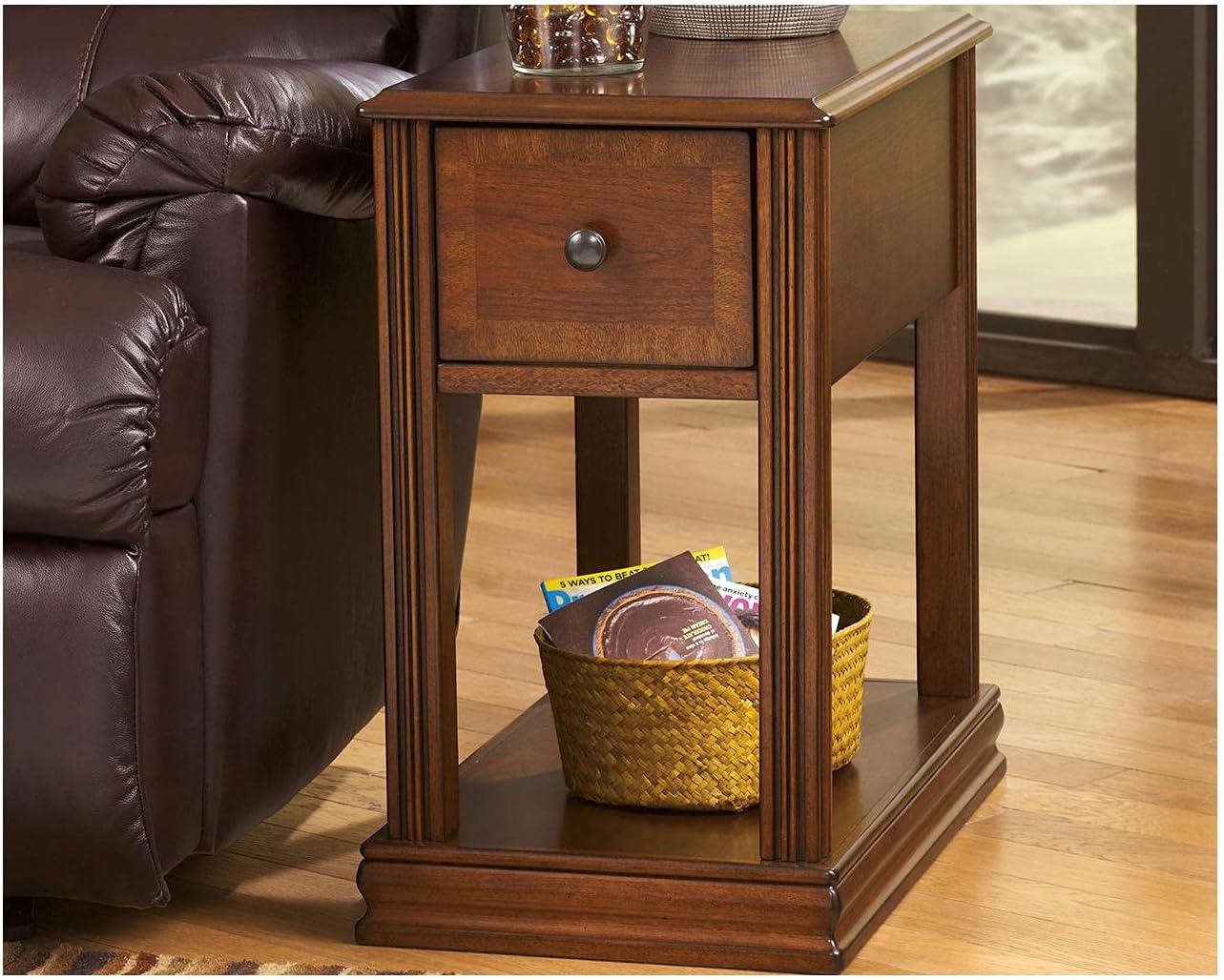 imageSignature Design by Ashley Breegin New Traditional Wooden Chair Side End Table BrownMedium Brown