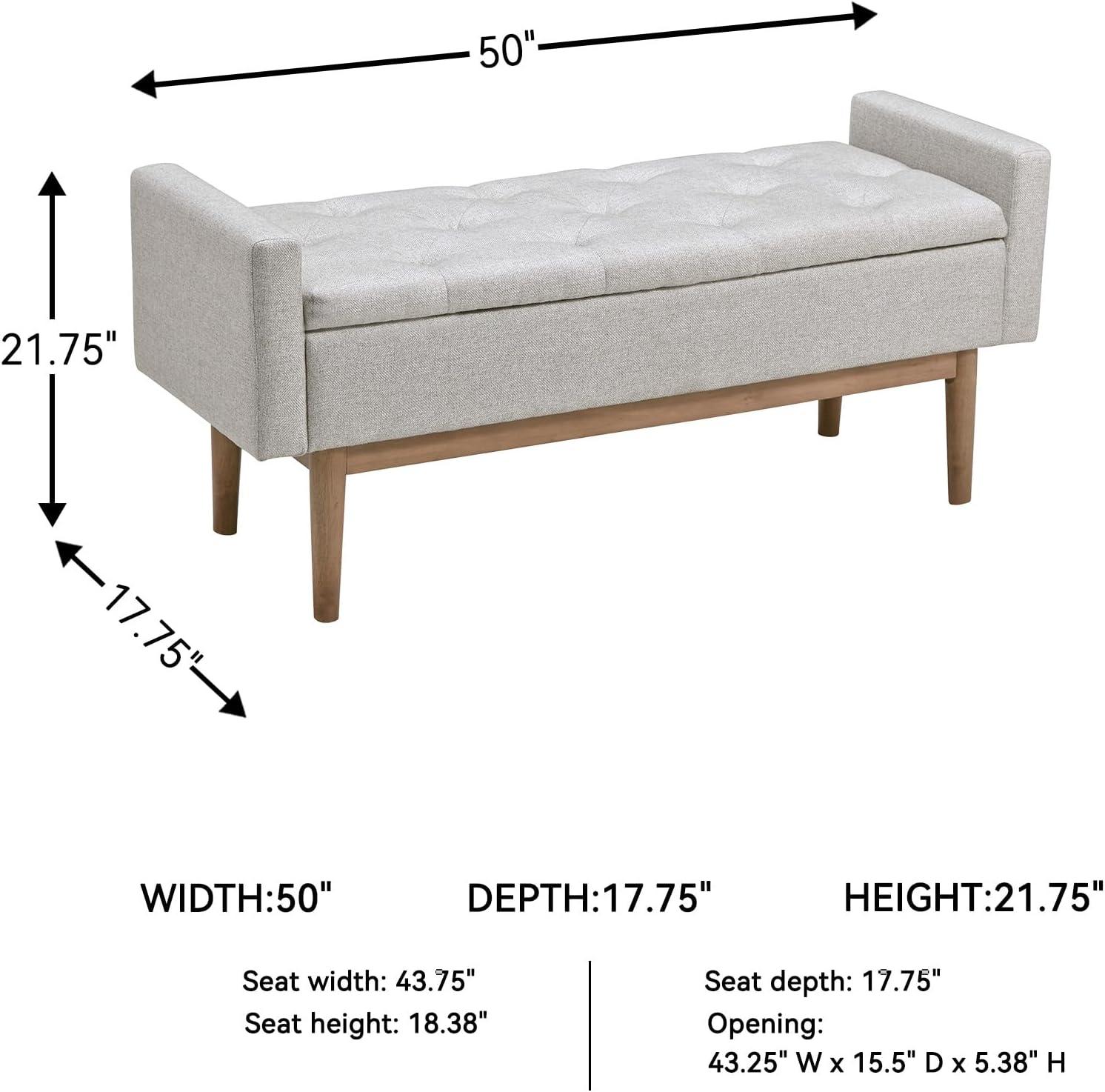 imageSignature Design by Ashley Briarson Tufted Upholstered Accent Bench with Storage Beige ampamp Brown