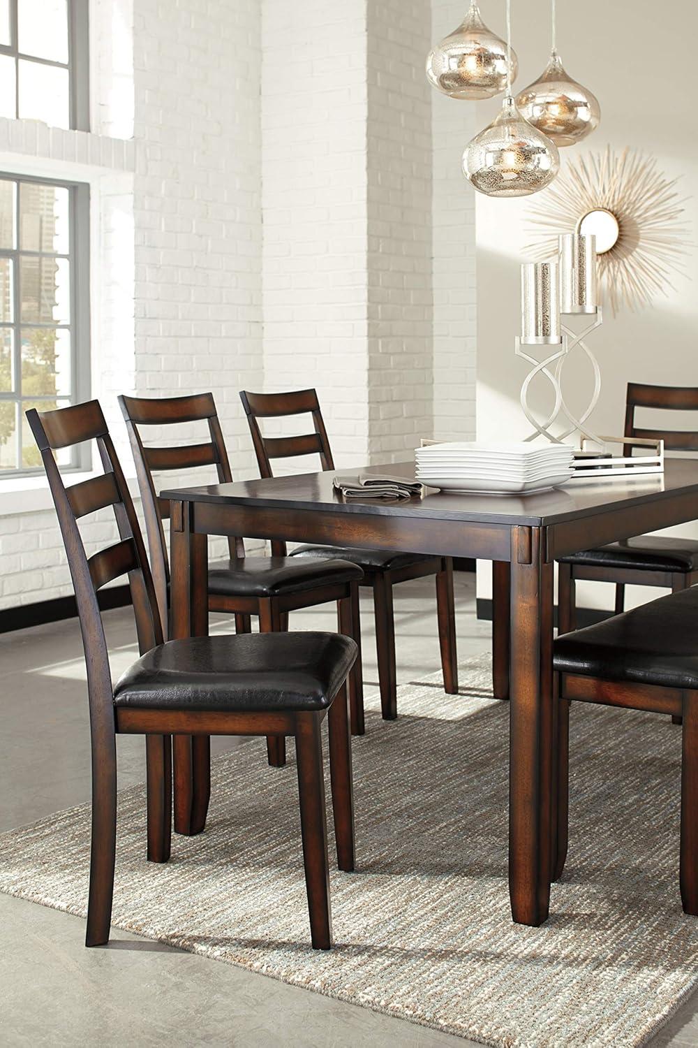 imageSignature Design by Ashley Bridson Modern 6 Piece Dining Set Includes Dining Table 4 Chairs ampamp Bench GrayDark Brown