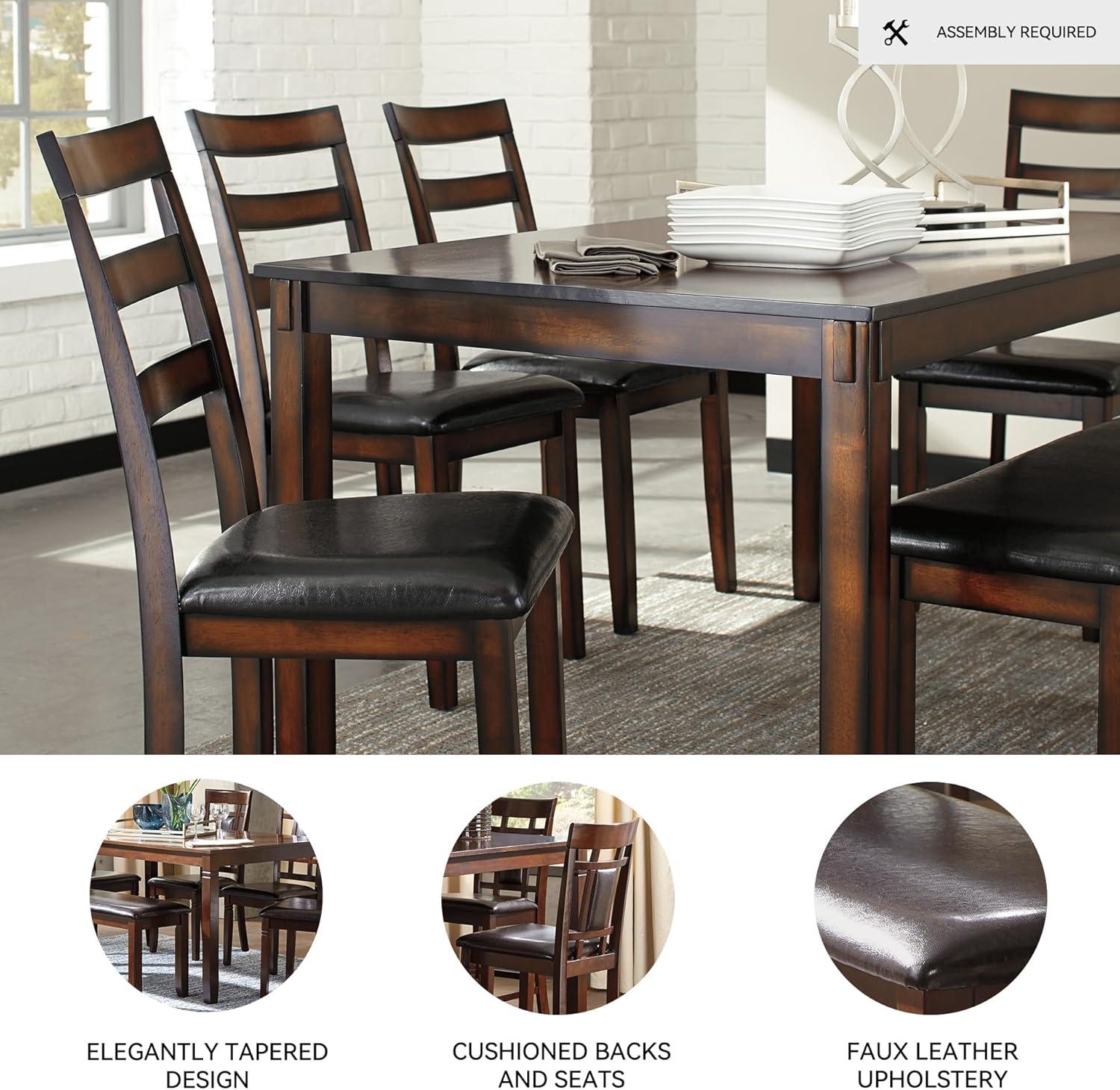 imageSignature Design by Ashley Bridson Modern 6 Piece Dining Set Includes Dining Table 4 Chairs ampamp Bench GrayDark Brown