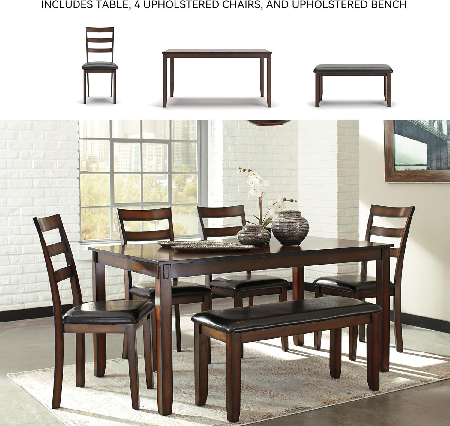 imageSignature Design by Ashley Bridson Modern 6 Piece Dining Set Includes Dining Table 4 Chairs ampamp Bench GrayDark Brown