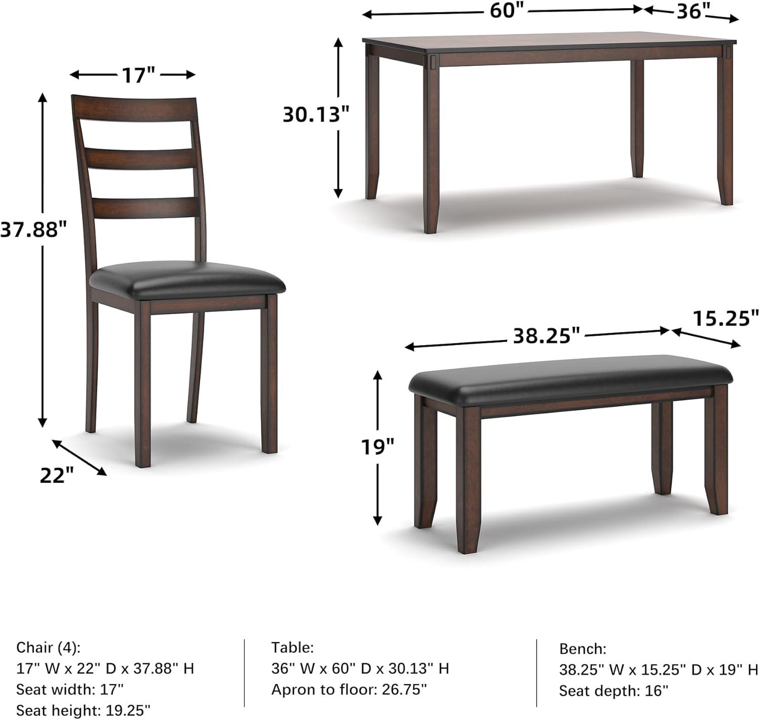 imageSignature Design by Ashley Bridson Modern 6 Piece Dining Set Includes Dining Table 4 Chairs ampamp Bench GrayDark Brown
