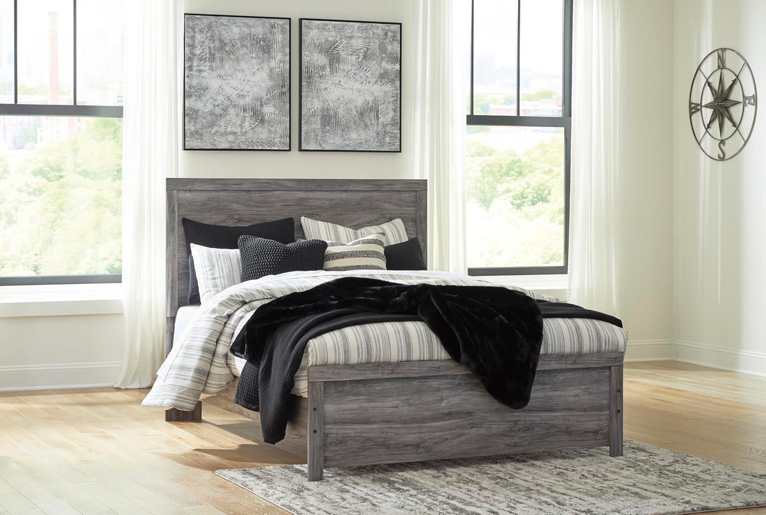 imageSignature Design by Ashley Bronyan Contemporary Queen Panel Bed with Metal Slats Foundation or Box Spring Needed Gray