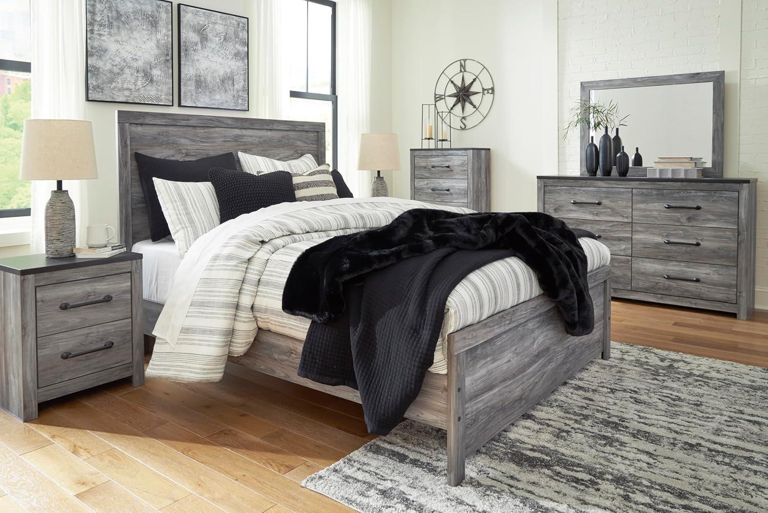 imageSignature Design by Ashley Bronyan Contemporary Queen Panel Bed with Metal Slats Foundation or Box Spring Needed Gray