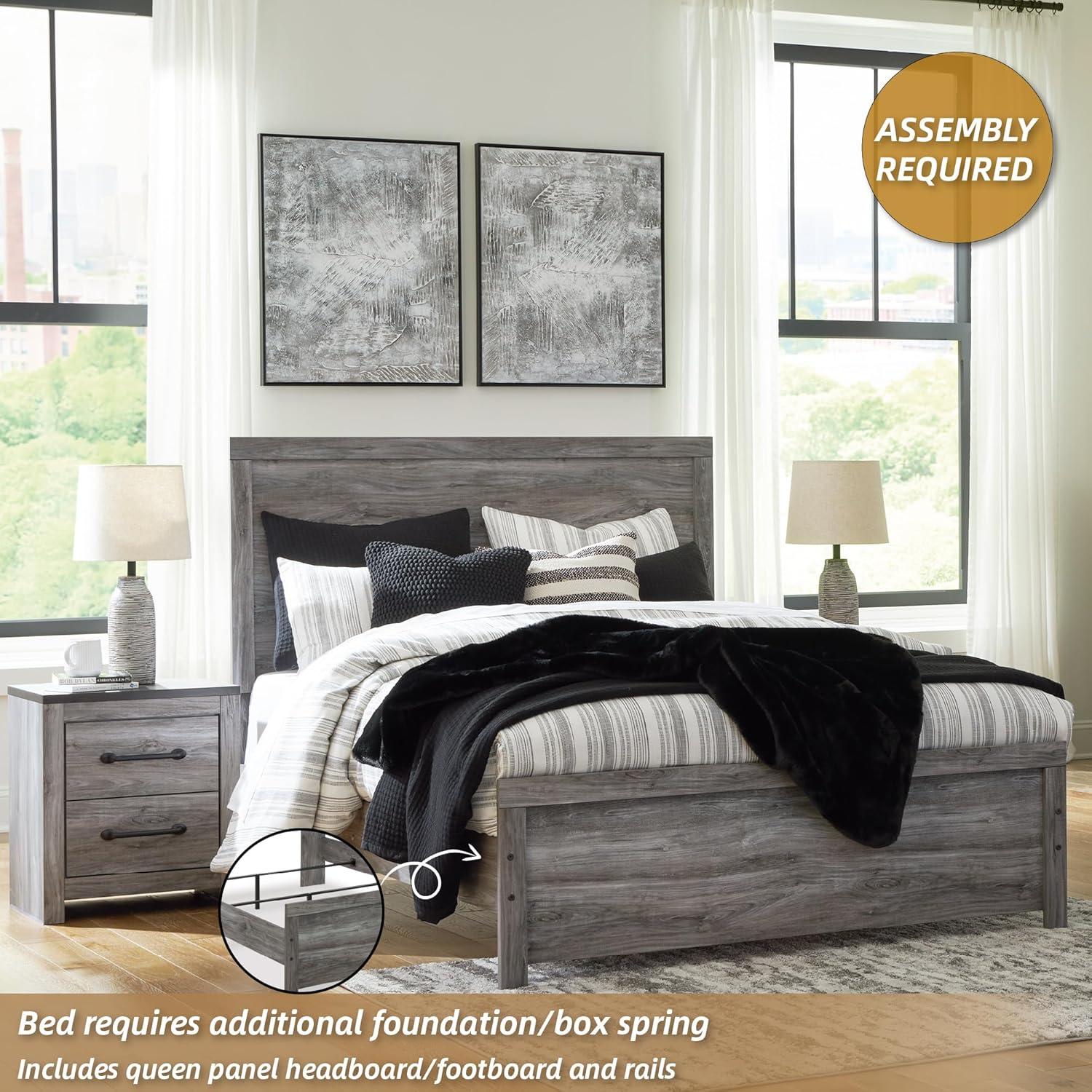 imageSignature Design by Ashley Bronyan Contemporary Queen Panel Bed with Metal Slats Foundation or Box Spring Needed Gray