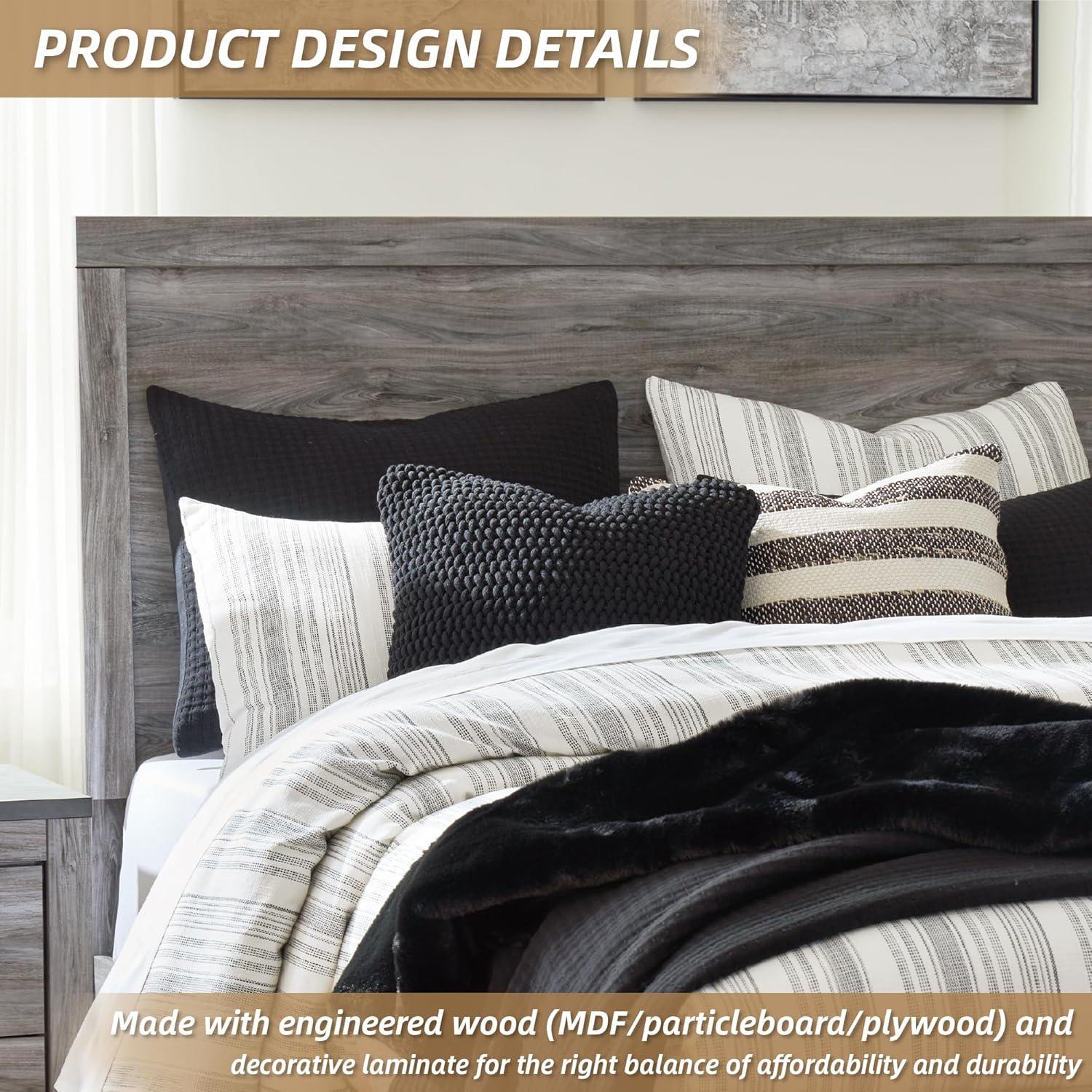 imageSignature Design by Ashley Bronyan Contemporary Queen Panel Bed with Metal Slats Foundation or Box Spring Needed Gray