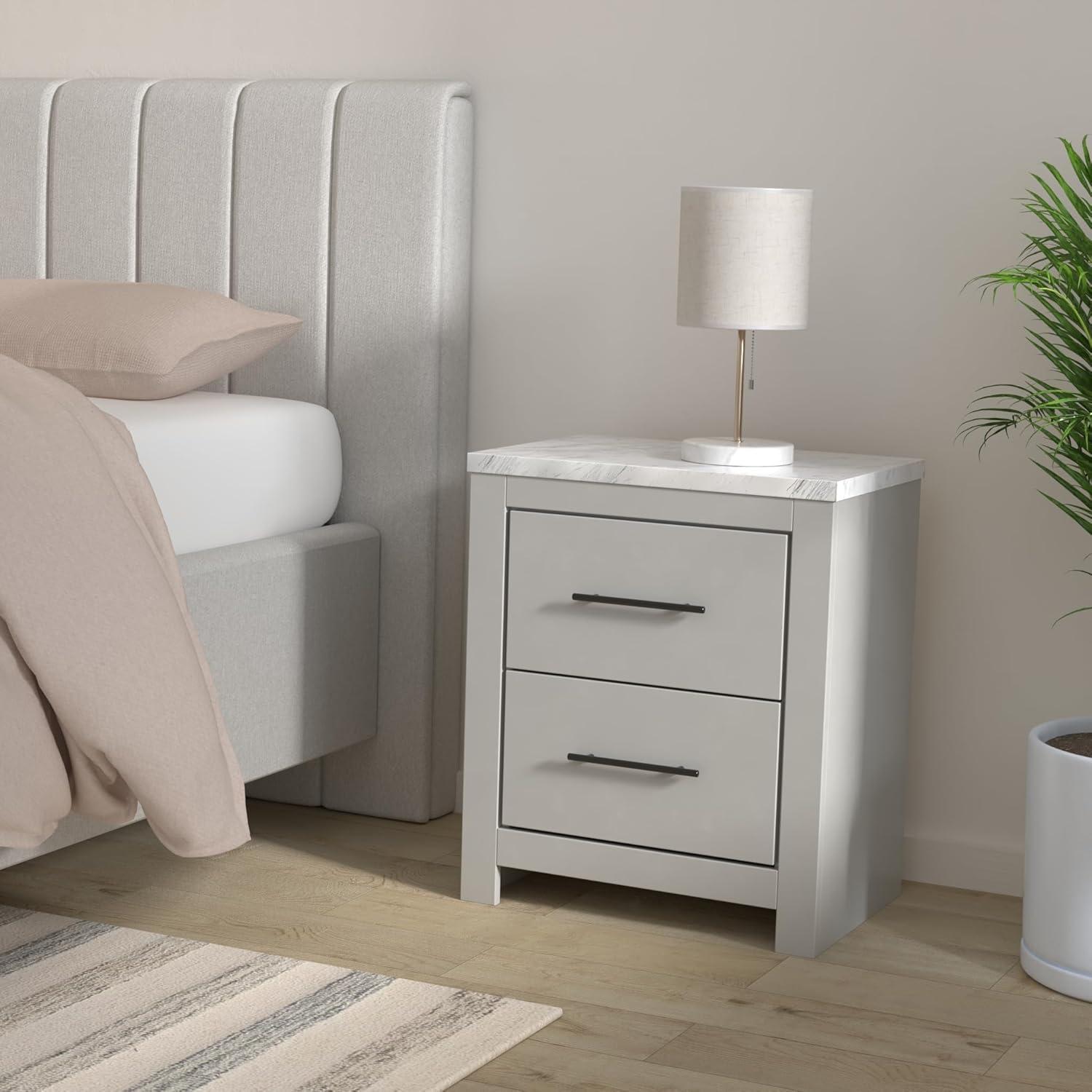 imageSignature Design by Ashley Bronyan Rustic 2 Drawer Nightstand 2472quot Tall GrayGrey