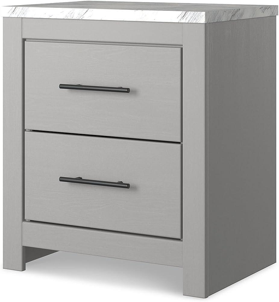 imageSignature Design by Ashley Bronyan Rustic 2 Drawer Nightstand 2472quot Tall GrayGrey