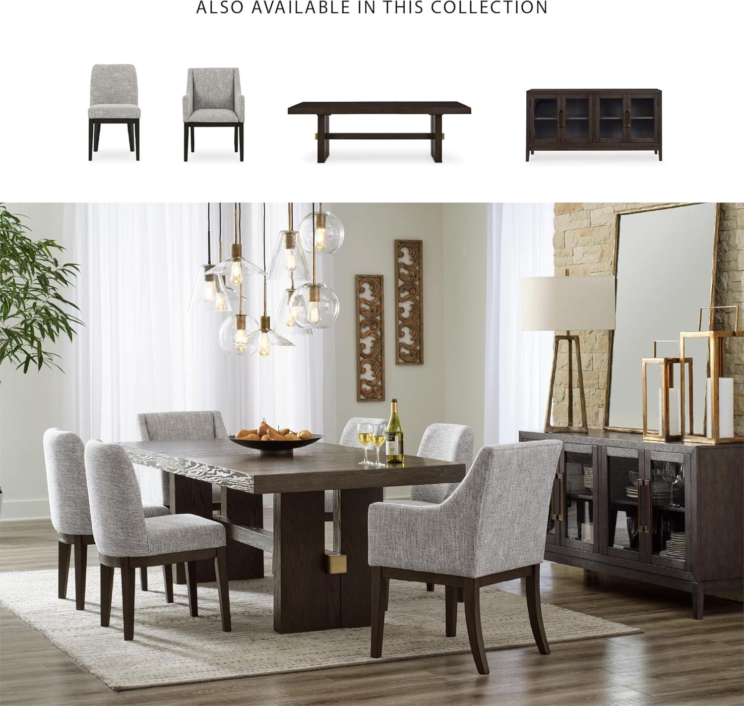 imageSignature Design by Ashley Burkhaus Contemporary Counter Height Dining Table with DoublePedestal Base and Wine Rack Dark BrownRectangle Extension