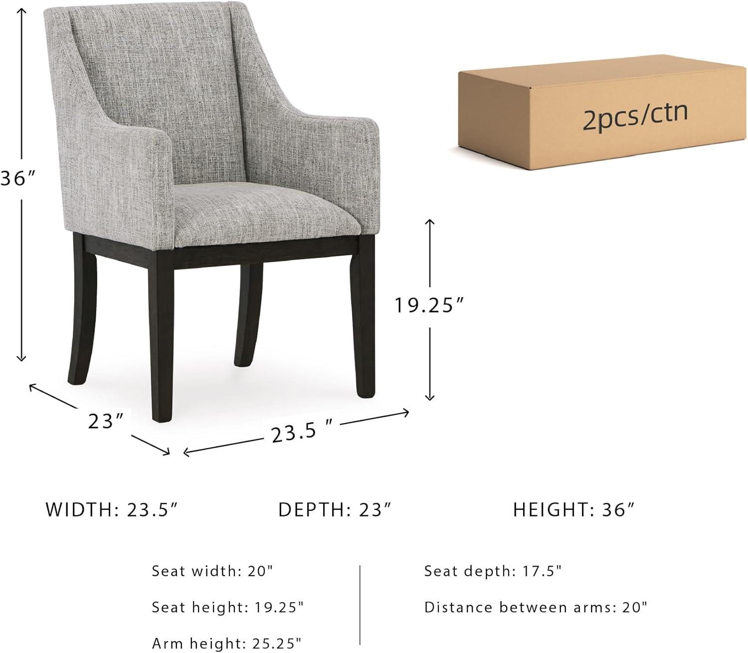 imageSignature Design by Ashley Burkhaus Traditional Dining Upholstered Arm Chair 2 Count Gray ampamp Dark BrownARM CHAIR