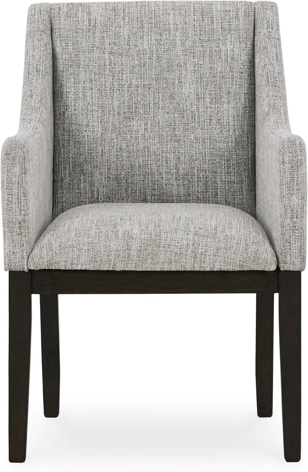 imageSignature Design by Ashley Burkhaus Traditional Dining Upholstered Arm Chair 2 Count Gray ampamp Dark BrownARM CHAIR