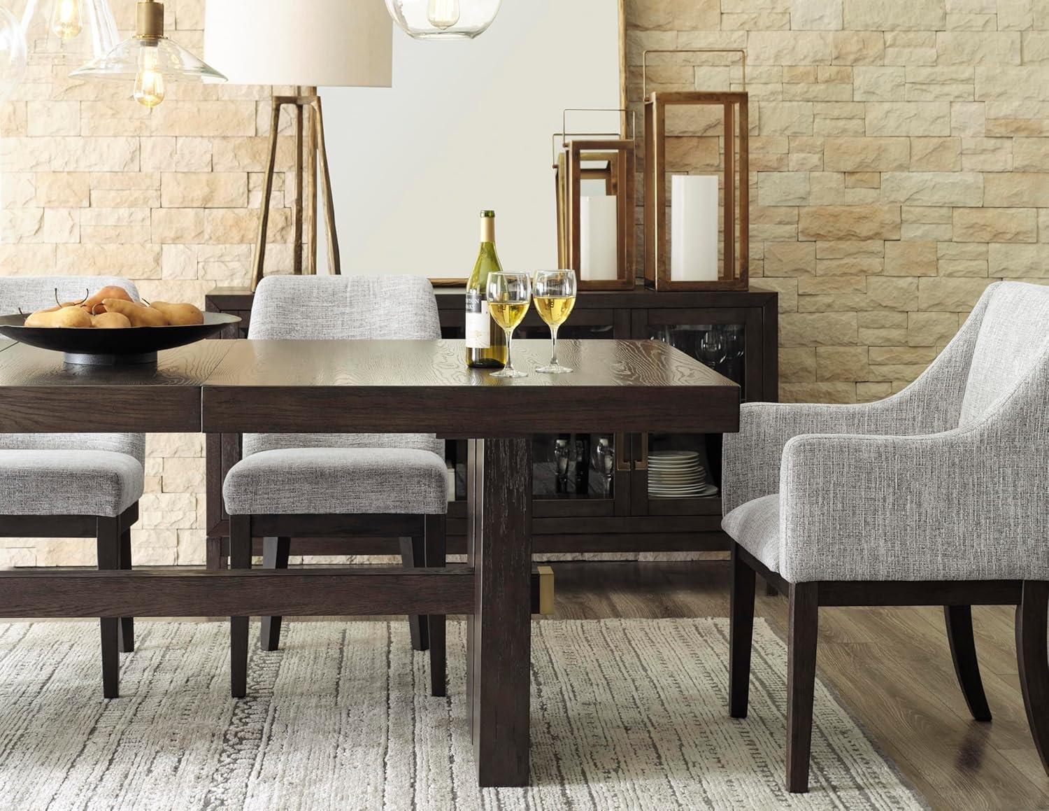 imageSignature Design by Ashley Burkhaus Traditional Dining Upholstered Arm Chair 2 Count Gray ampamp Dark BrownARM CHAIR