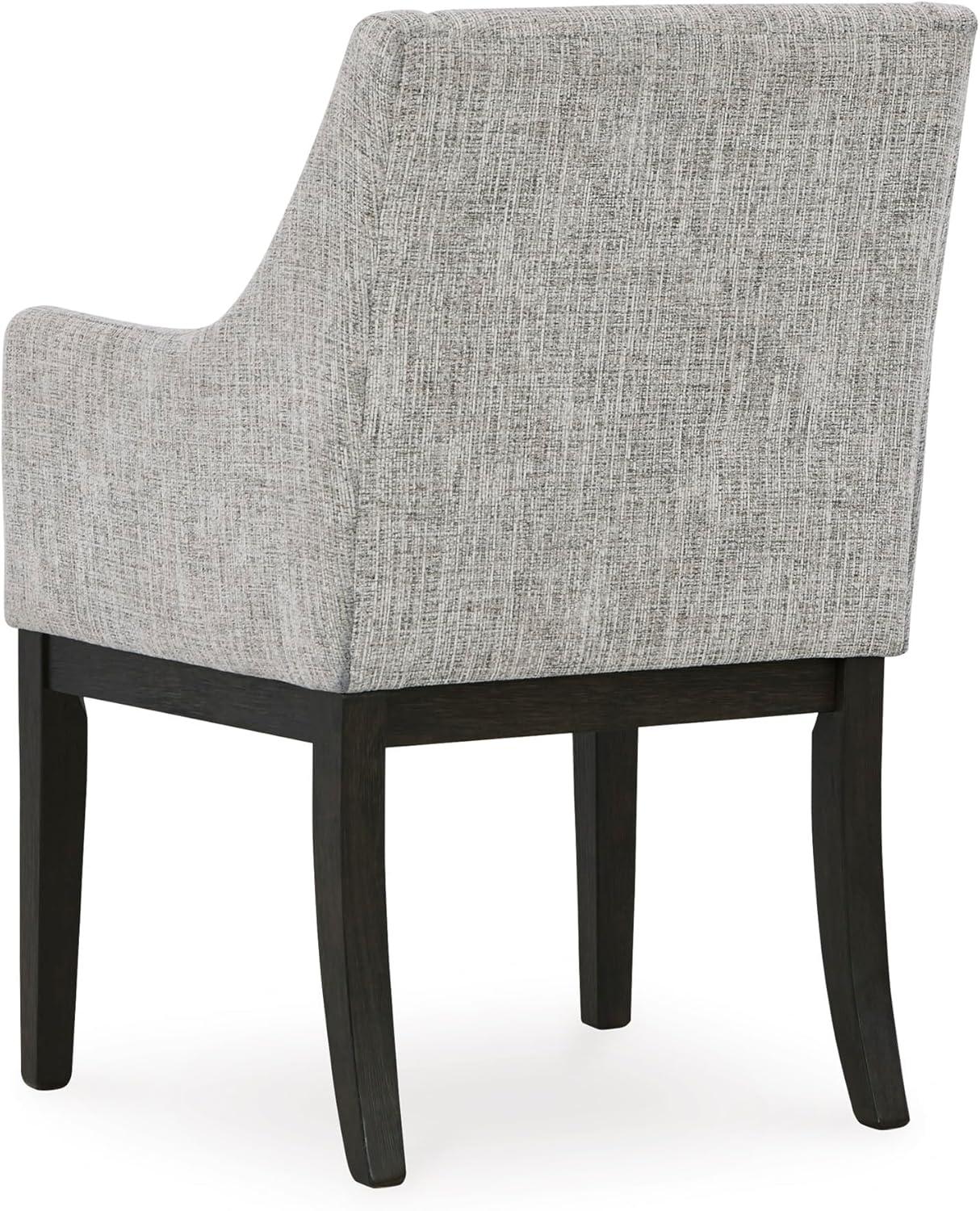 imageSignature Design by Ashley Burkhaus Traditional Dining Upholstered Arm Chair 2 Count Gray ampamp Dark BrownARM CHAIR
