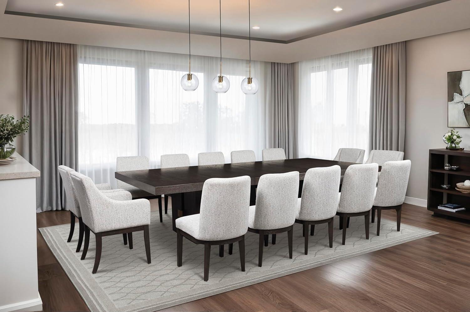 imageSignature Design by Ashley Burkhaus Traditional Dining Upholstered Arm Chair 2 Count Gray ampamp Dark BrownARM CHAIR