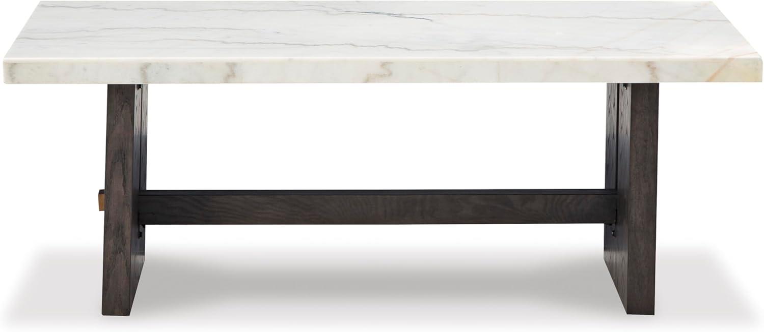 imageSignature Design by Ashley Burkhaus Traditional Rectangular Coffee Table with Marble Tabletop Dark Brown ampamp White