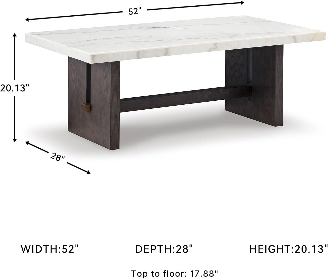 imageSignature Design by Ashley Burkhaus Traditional Rectangular Coffee Table with Marble Tabletop Dark Brown ampamp White