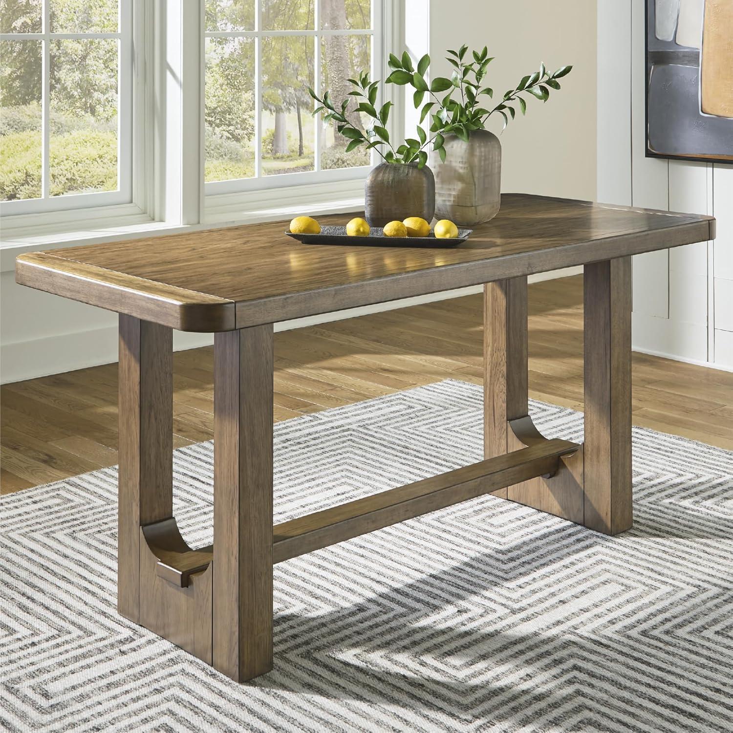 imageSignature Design by Ashley Cabalynn Casual Counter Height Dining Table with Trestle Base Light Brown